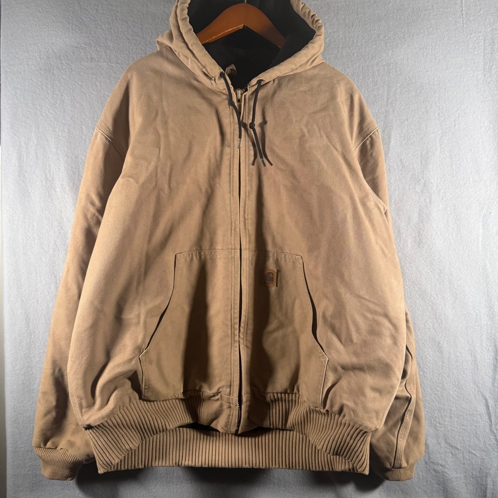 Carhartt J130 SDL Sandstone Quilted Canvas Jacket XL Saddle Brown Vintage Mens